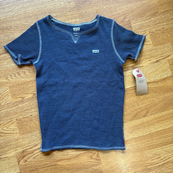 Levi's Kids dark gray/ blue waffle knit Short Sleeve Tee size L (12) NWT - Picture 1 of 9